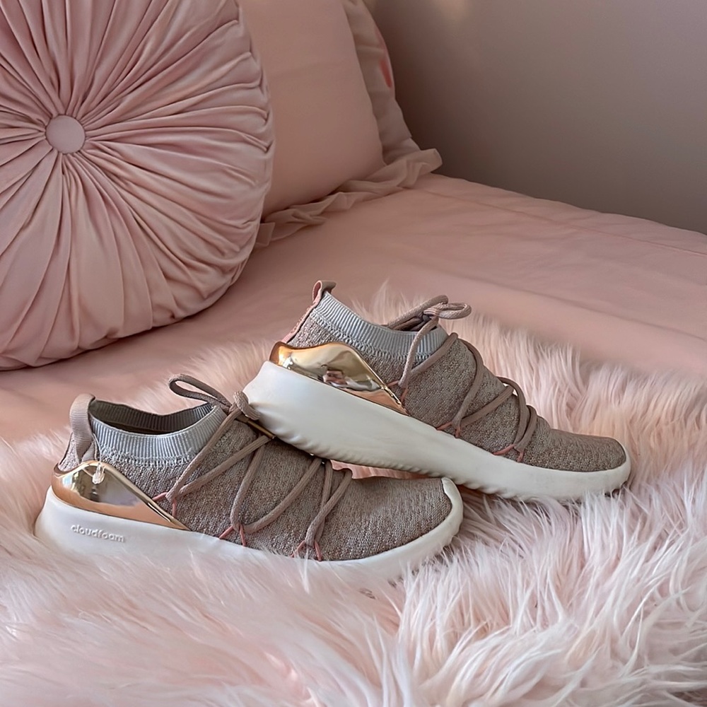 Rose Gold Adidas Cloud Foam Shoes